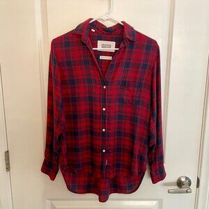 GRAYSON "The Hero" Red and Navy Plaid Long-Sleeve Shirt, Size 1 (XS)